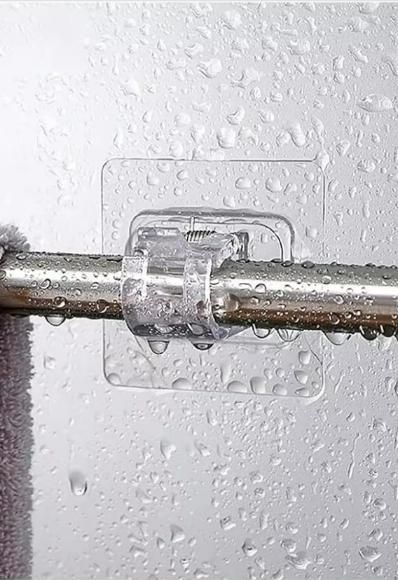 No Drill Crossbar Bracket Rod Clip Hook | Self-Adhesive Curtain Retaining Clip Hanging Rod Holder (Pack of 6, pack of 8 , pack of 12)