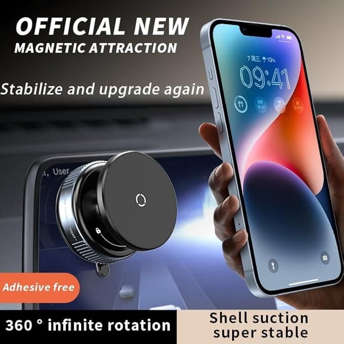 360 Rotating Magnetic Phone Holder | Universal Car Mount with Strong Suction Cup for Dashboard & Windshield