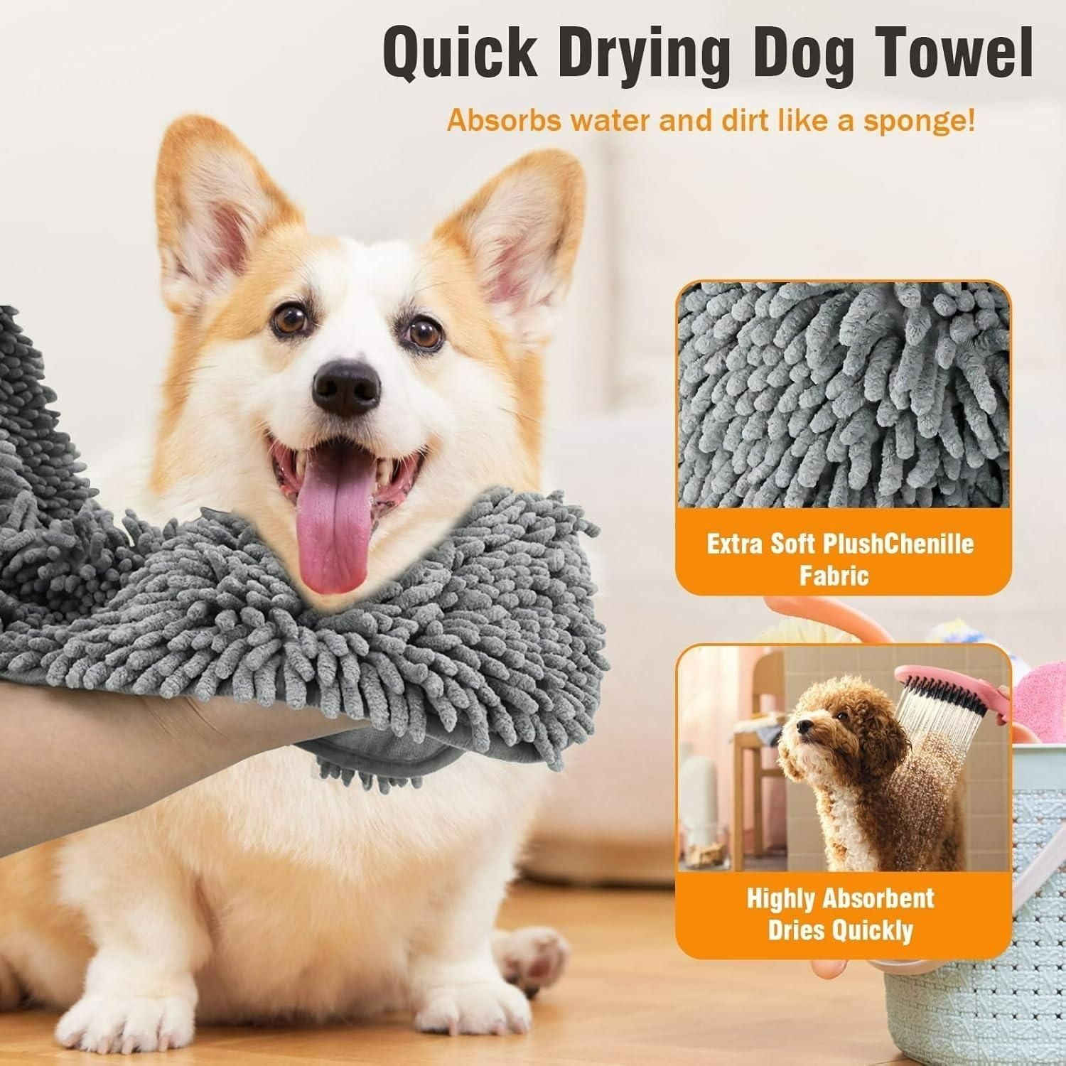 Ultra Absorbent Microfiber Pet Towel | Quick-Dry Grooming Towel for Dogs & Cats