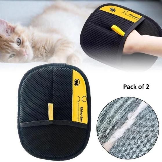 Home Bargains Cat & Dog Hair Removal Brush Glove | Double-Sided Reusable Pet Daily Fur Cleaner Grooming Gloves