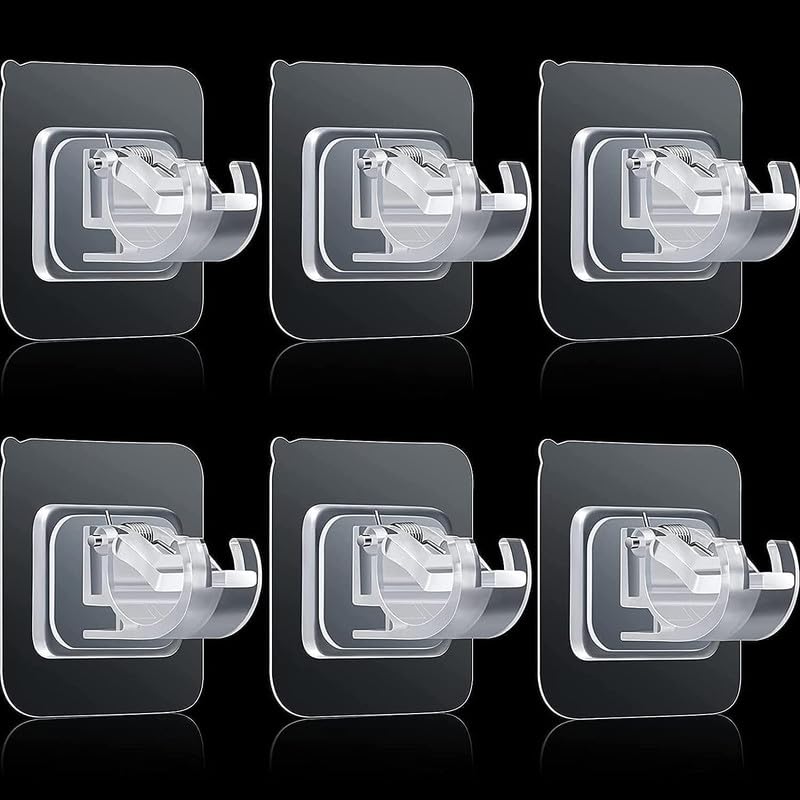 No Drill Crossbar Bracket Rod Clip Hook | Self-Adhesive Curtain Retaining Clip Hanging Rod Holder (Pack of 6, pack of 8 , pack of 12)